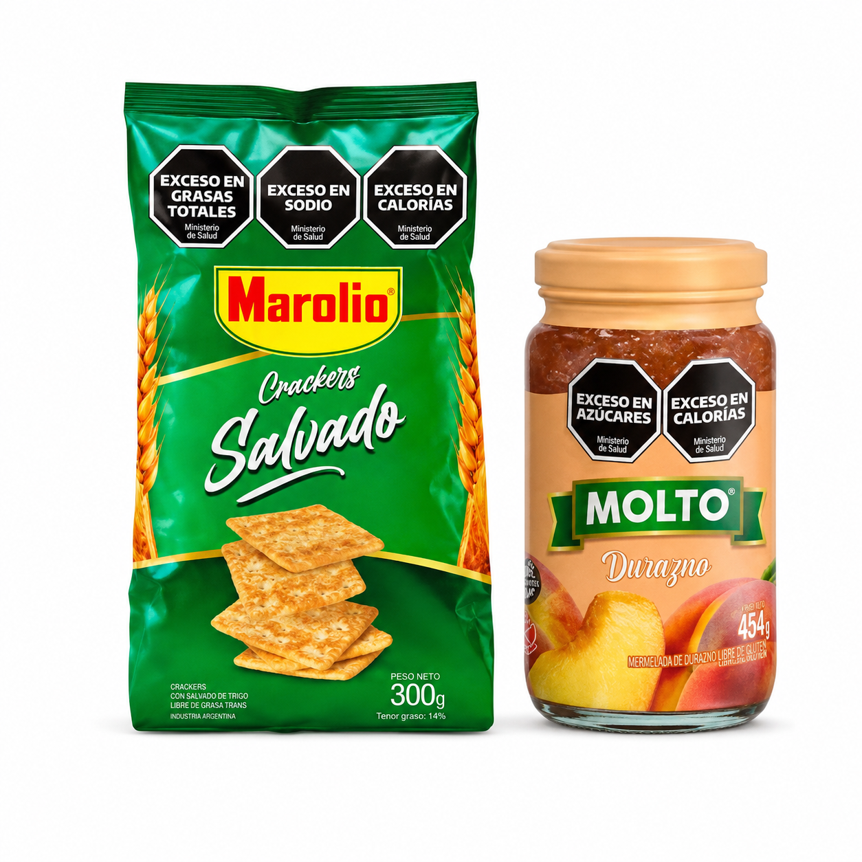 Galletitas Marolio Crackers Salvado + Mermelada Molto